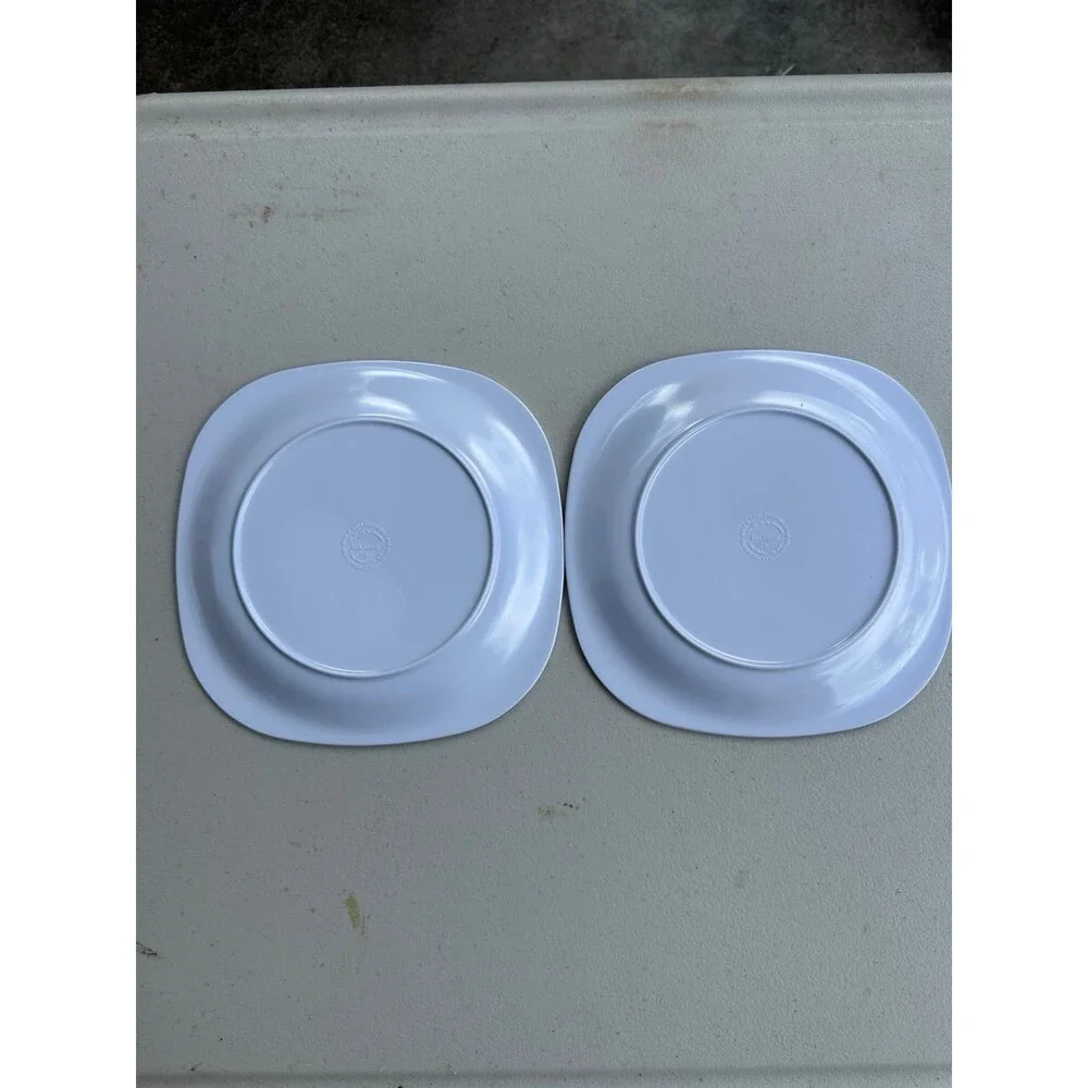 Vintage Kathleen Denis For Keller-Charles 2 Palm Tree Melamine Cube Salad Plates